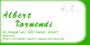 albert kormendi business card